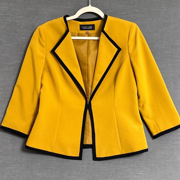 Evan Picone Blazer 4 Mustard Yellow Black Label Classic‎ Business Office Work - Picture 1 of 8